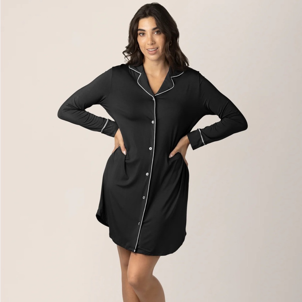 Kindred Bravely Clea Bamboo Long Sleeve Sleep Shirt Size Small Color Black